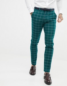 Зеленые зауженные брюки в крупную клетку ASOS DESIGN - Зеленый