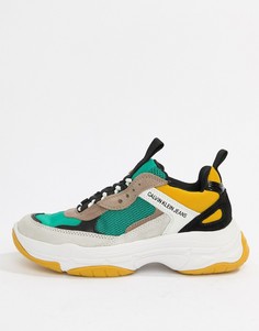 Calvin Klein Mint Multi Maya Mesh And Suede Fashion Trainers - Мульти