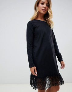 Платье мини с завязкой на спине и оборкой по нижнему краю ASOS DESIGN - Черный