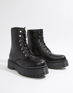 Черные ботинки со шнуровкой и толстой подошвой Missguided - Черный