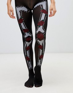 Колготки с принтом скелета ASOS DESIGN - Черный