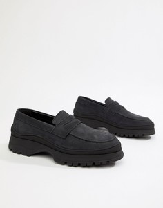 Черные кожаные лоферы на толстой подошве ASOS DESIGN - Черный
