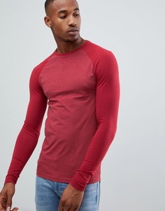Красный обтягивающий лонгслив с контрастными рукавами реглан ASOS DESIGN - Красный