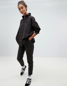 Брюки цвета хаки в клетку Pull&Вear - Зеленый Pull&Bear