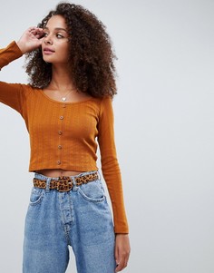 Ажурный лонгслив на пуговицах ASOS DESIGN - Желтый