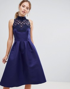 Платье для выпускного с цветочной аппликацией и пайетками Little Mistress - Темно-синий