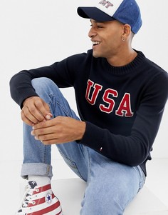 Вязаный джемпер с рисунком Tommy Hilfiger USA - Синий