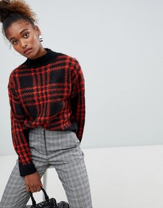 Трикотажный джемпер в клетку Bershka - Черный