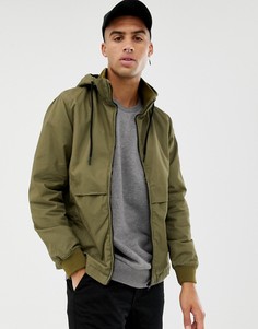 Куртка цвета хаки с капюшоном Bershka - Зеленый