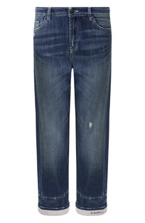 Укороченные джинсы с потертостями и отворотами Giorgio Armani
