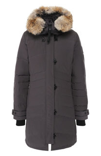 Стеганый пуховик с меховой отделкой капюшона Canada Goose