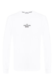Хлопковый лонгслив с принтом Stone Island
