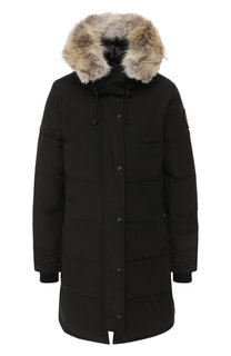 Стеганый пуховик с меховой отделкой капюшона Canada Goose