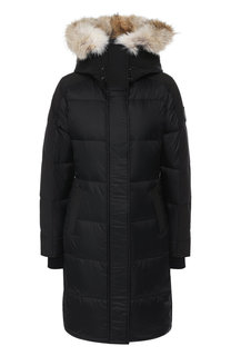 Стеганый пуховик с меховой отделкой капюшона Canada Goose