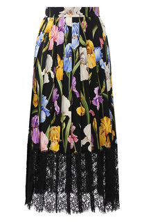 Шелковая юбка-миди со складками и принтом Dolce & Gabbana