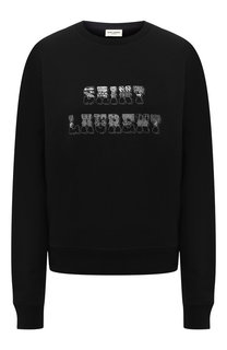 Хлопковый пуловер с логотипом бренда Saint Laurent
