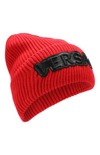 Шерстяная шапка с логотипом бренда Versace