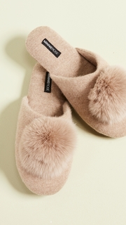 Minnie Rose Cashmere Pom Pom Slippers