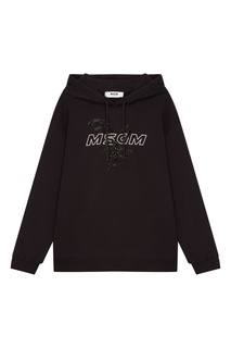 Черное худи с логотипом Msgm