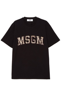 Черная футболка с логотипом Msgm