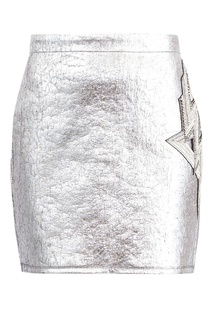 Серебристая юбка с аппликацией Balmain