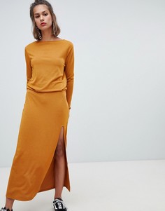 Платье макси с эластичной талией Pull&bear - Желтый