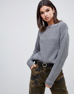 Серый вязаный джемпер с круглым вырезом Boohoo - Серый