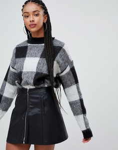 Джемпер в клетку с начесом Bershka - Черный
