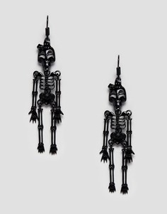 Черные серьги в стиле Хэллоуина с дизайном скелета Monki - Черный