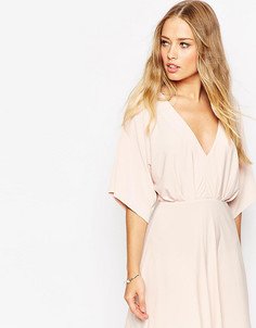 Платье-кимоно мини с глубоким вырезом ASOS PETITE - Розовый