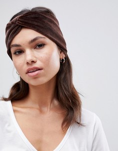 Бархатная повязка на голову шоколадного цвета ASOS DESIGN - Коричневый