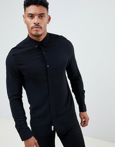 Черная вискозная рубашка классического кроя River Island - Черный