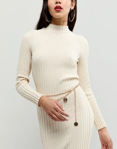 Missgudied coin drop belt in gold - Золотой Missguided