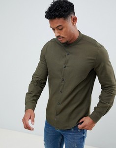 Зеленая рубашка с воротником на пуговицах Pull&Bear - Зеленый