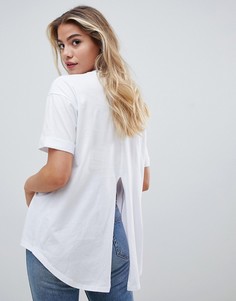 Белая футболка с отворотами на рукавах и разрезом на спине ASOS DESIGN - Белый