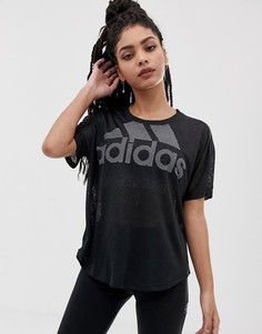 Черная спортивная футболка с логотипом adidas - Черный