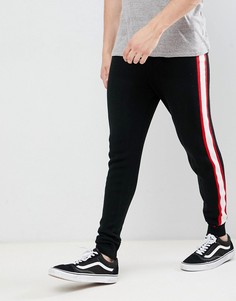 Черные трикотажные джоггеры с полосками по бокам ASOS DESIGN - Черный