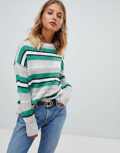 Джемпер в полоску с круглым вырезом New Look - Серый