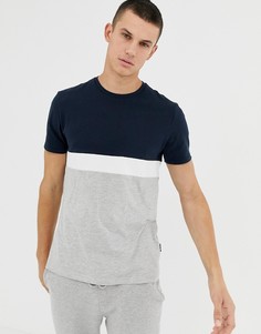 Футболка из ткани пике с темно-синей вставкой Burton Menswear - Темно-синий