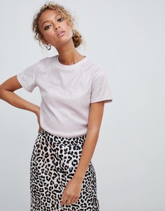 Укороченная футболка с блестками New Look - Розовый