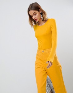 Базовый трикотажный лонгслив Stradivarius - Желтый