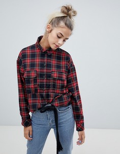 Bershka heavier weight check shirt - Бежевый