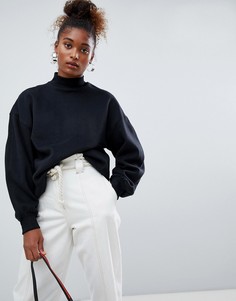 Черный oversize-свитшот с высоким воротом Bershka - Черный