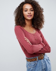 Ажурный лонгслив на пуговицах ASOS DESIGN - Красный