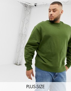 COLLUSION Plus regular fit sweatshirt in khaki - Зеленый