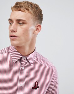 Полосатая рубашка с вышитым логотипом Calvin Klein - Красный