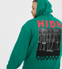 COLLUSION Plus hoodie with back print in green - Зеленый