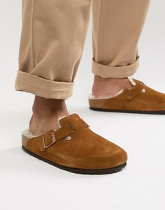 Birkenstock Boston shearling mules in mink - Коричневый