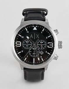 Часы-хронограф с черным кожаным ремешком Armani Exchange AX1371 - Черный
