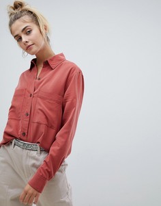 Рубашка с контрастными швами Bershka - Красный